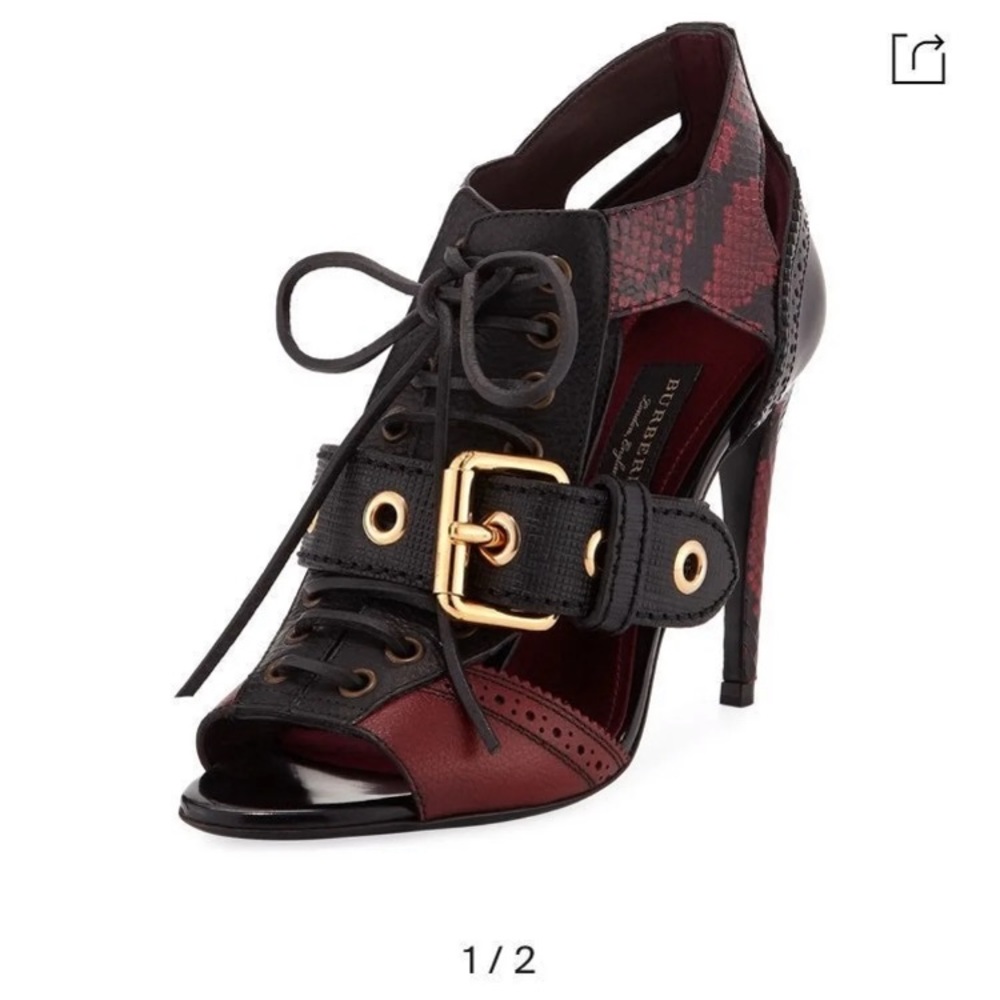 Runway Link 100 Red Snakeskin Stiletto Booties
